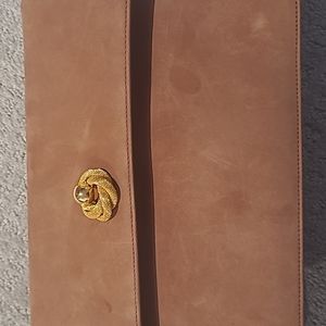Tan clutch, suede